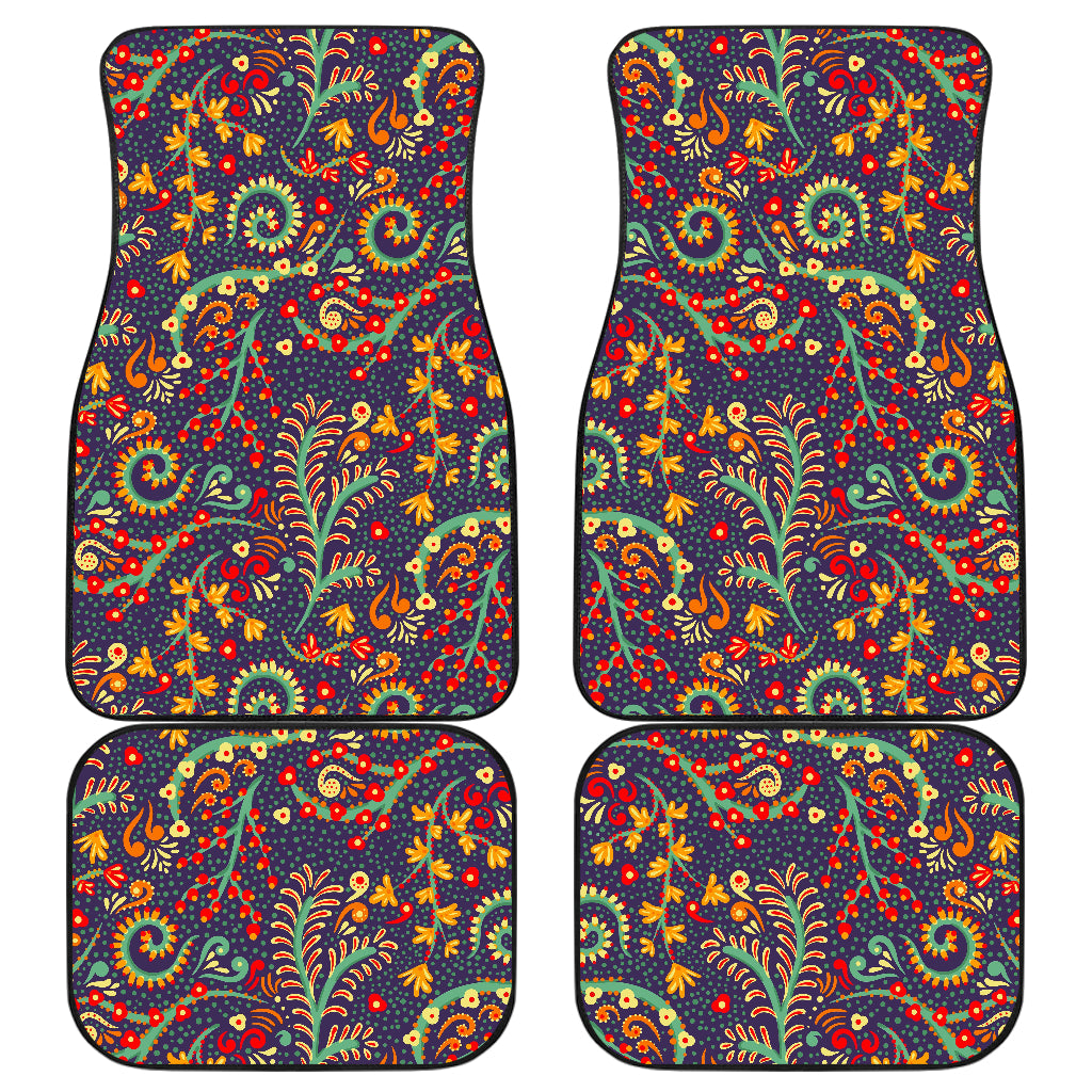 Mandala Floral Bohemian Pattern Print Front and Back Car Floor Mats