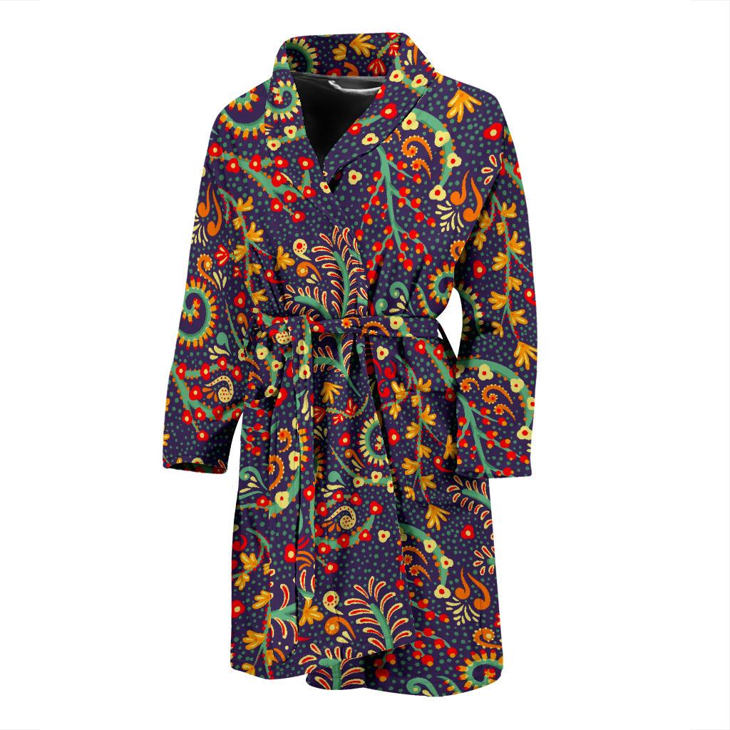 Mandala Floral Bohemian Pattern Print Men's Bathrobe