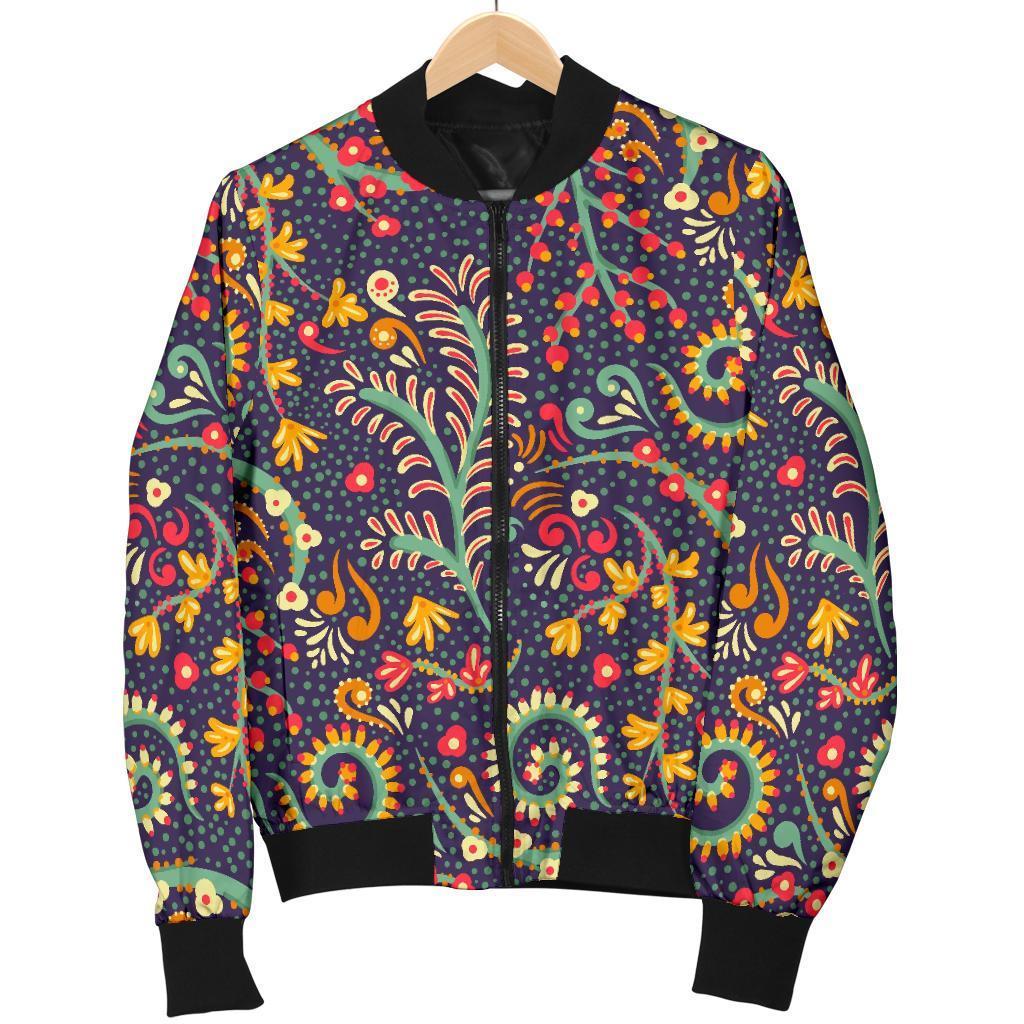 Mandala Floral Bohemian Pattern Print Men's Bomber Jacket