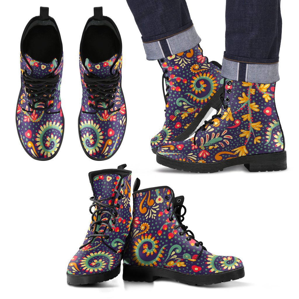 Mandala Floral Bohemian Pattern Print Men's Boots