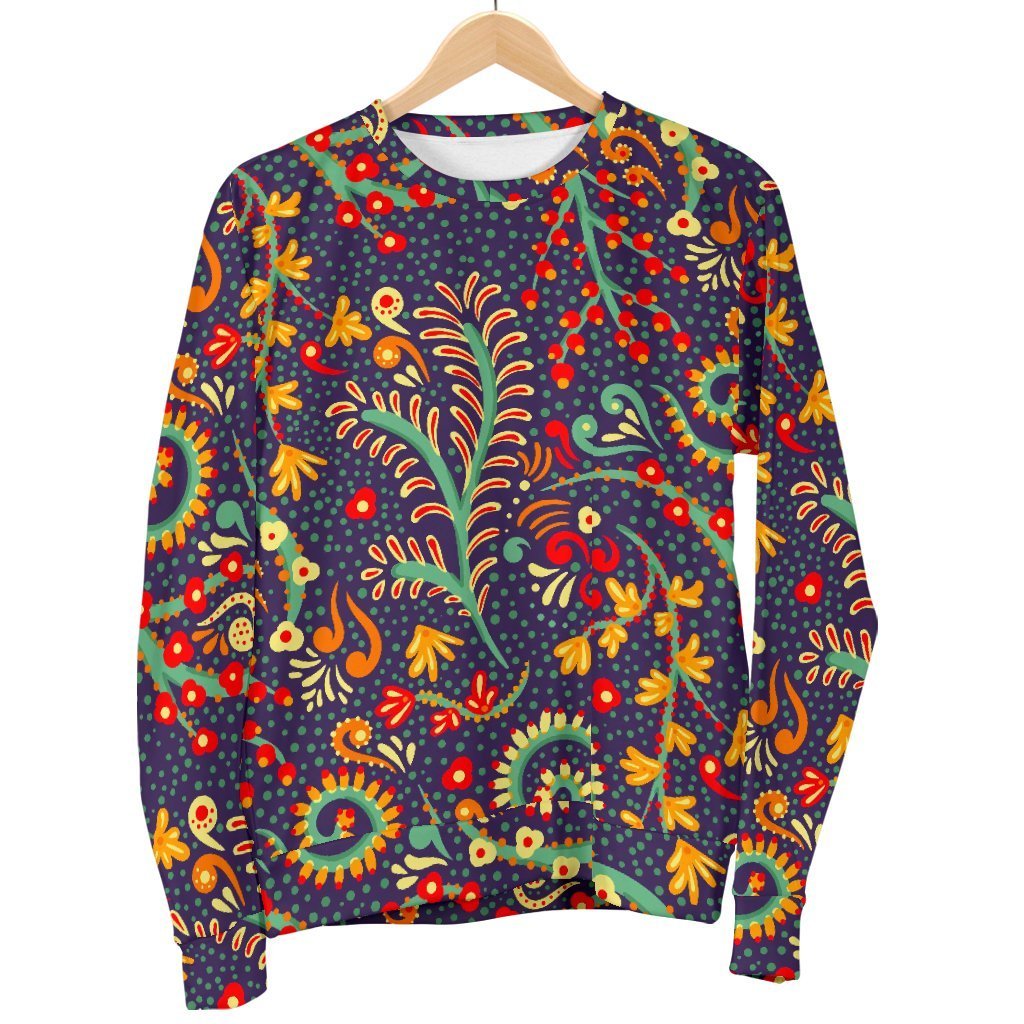 Mandala Floral Bohemian Pattern Print Men's Crewneck Sweatshirt