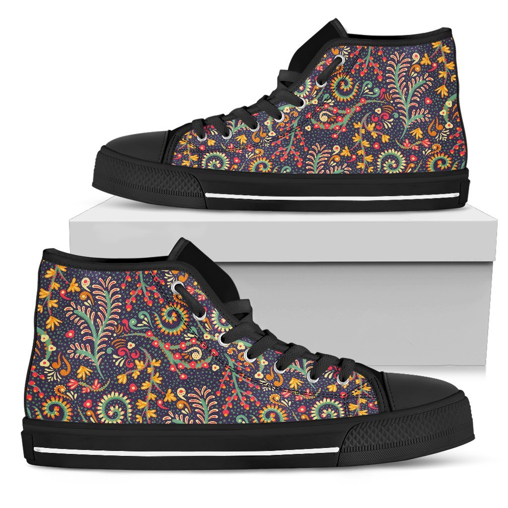 Mandala Floral Bohemian Pattern Print Men's High Top Shoes