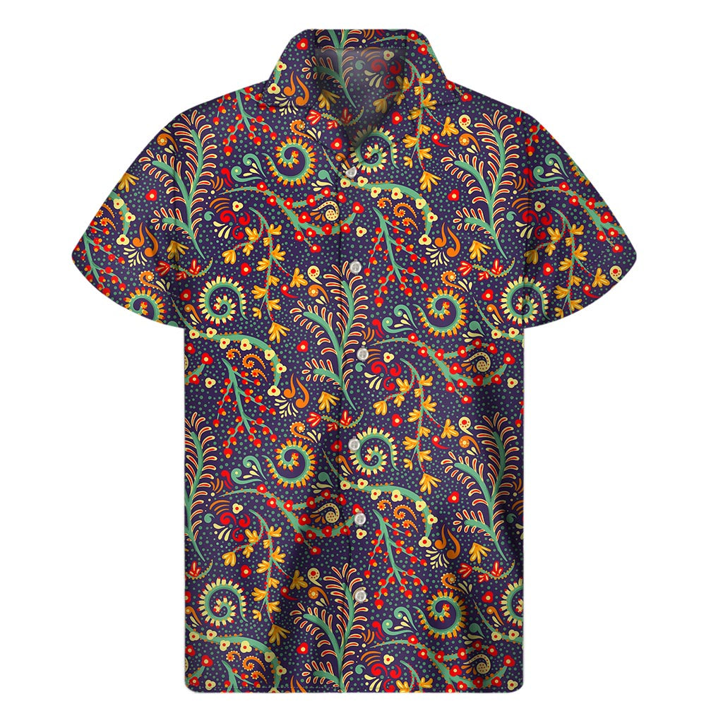 Mandala Floral Bohemian Pattern Print Men's Short Sleeve Shirt