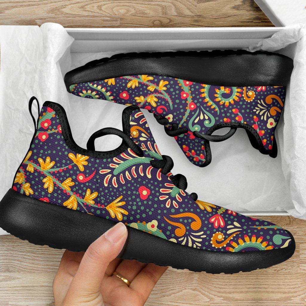 Mandala Floral Bohemian Pattern Print Mesh Knit Shoes