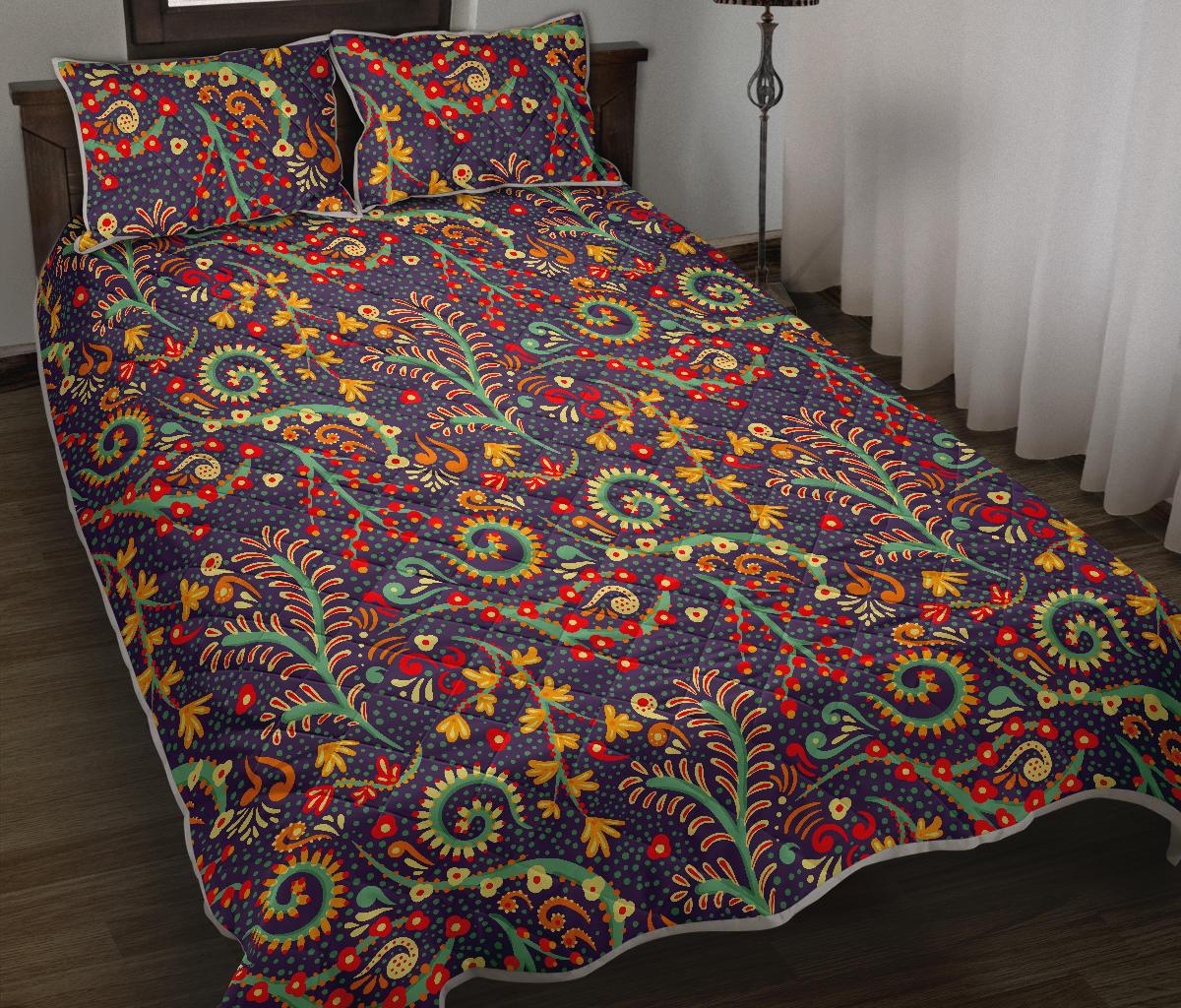 Mandala Floral Bohemian Pattern Print Quilt Bed Set