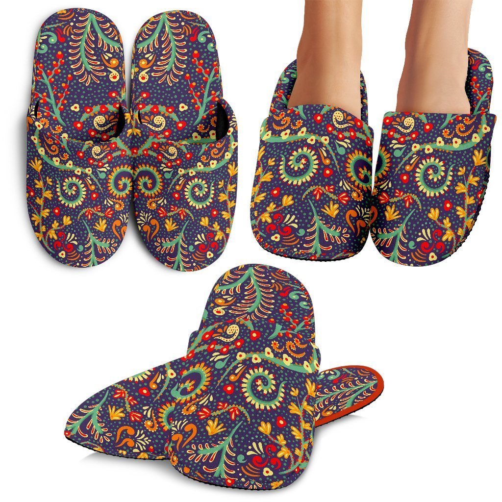 Mandala Floral Bohemian Pattern Print Slippers