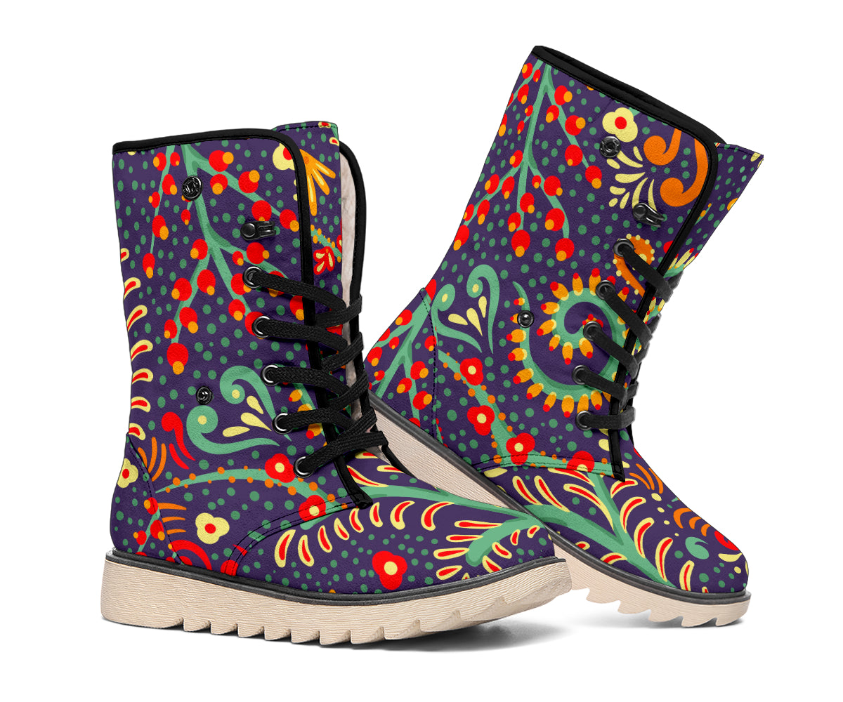 Mandala Floral Bohemian Pattern Print Winter Boots