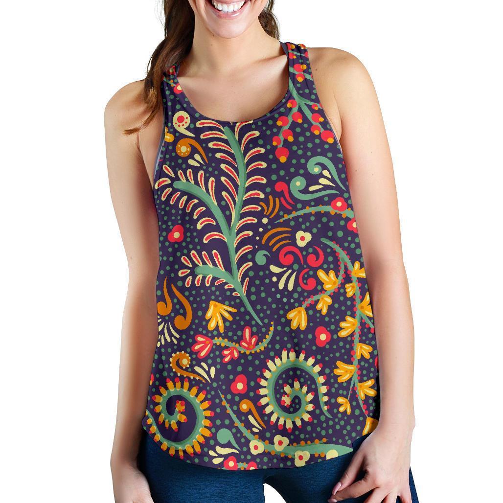 Mandala Floral Bohemian Pattern Print Women's Racerback Tank Top