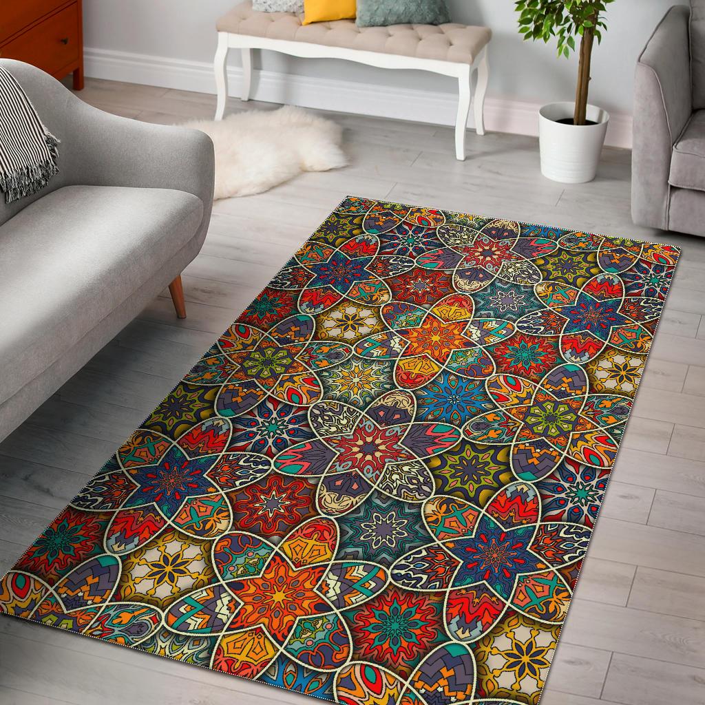 Mandala Star Bohemian Pattern Print Area Rug