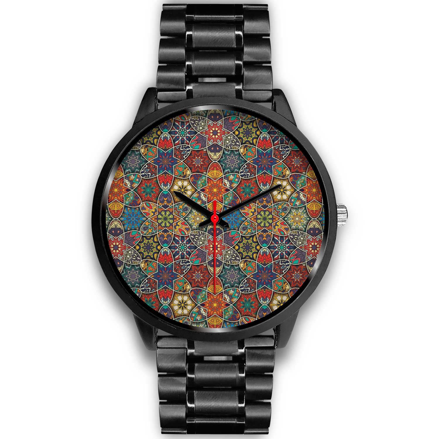 Mandala Star Bohemian Pattern Print Black Watch