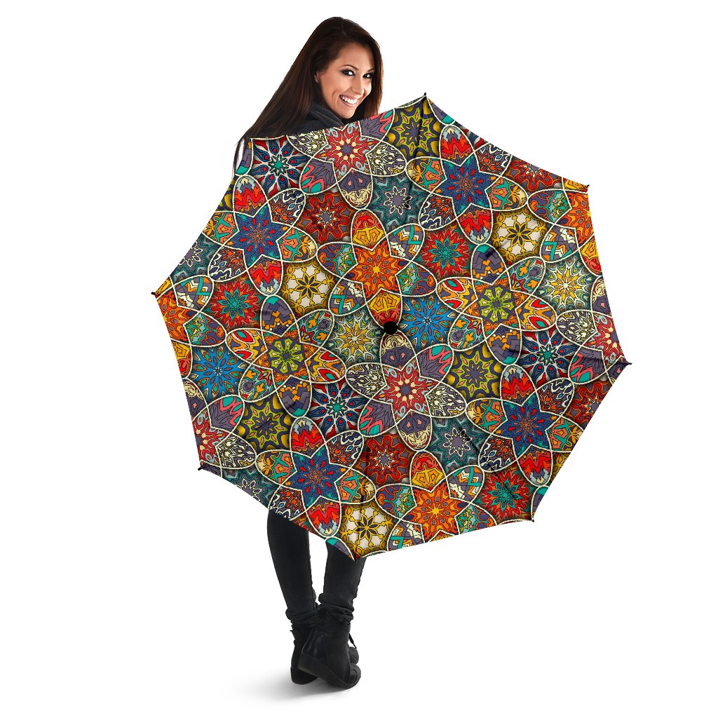 Mandala Star Bohemian Pattern Print Foldable Umbrella