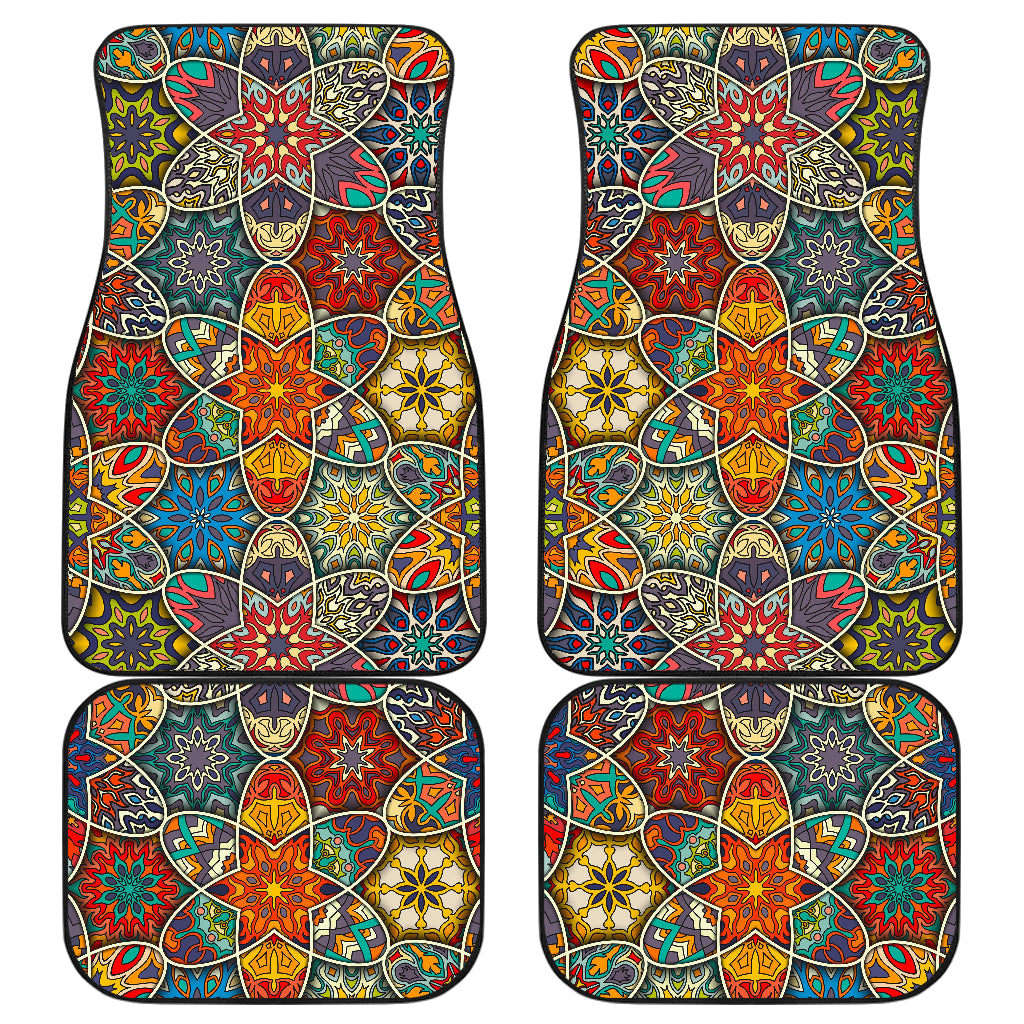 Mandala Star Bohemian Pattern Print Front and Back Car Floor Mats