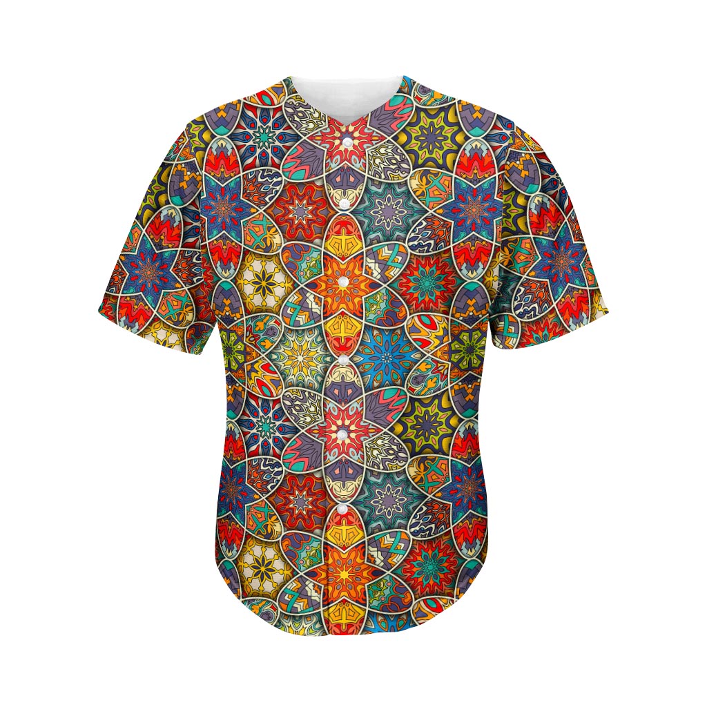 Mandala Star Bohemian Pattern Print Men's Baseball Jersey