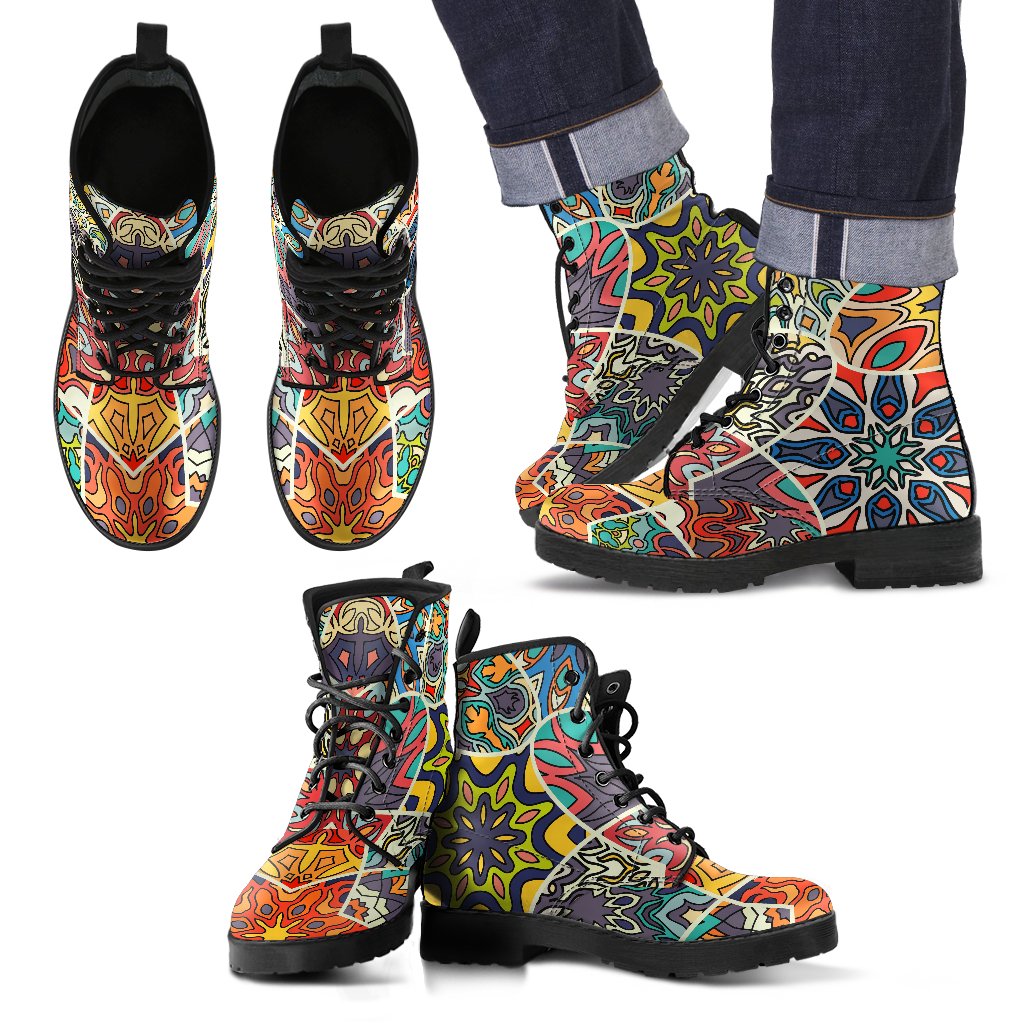 Mandala Star Bohemian Pattern Print Men's Boots