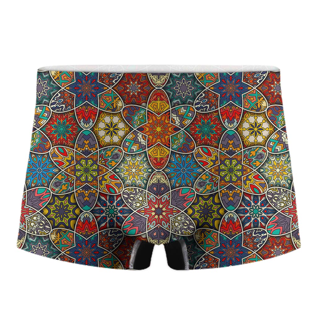 Mandala Star Bohemian Pattern Print Men's Boxer Briefs