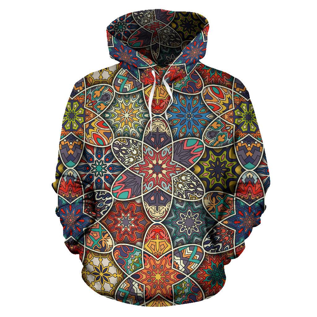 Mandala Star Bohemian Pattern Print Pullover Hoodie