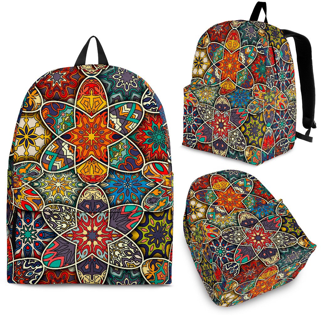 Mandala Star Bohemian Pattern Print School Backpack