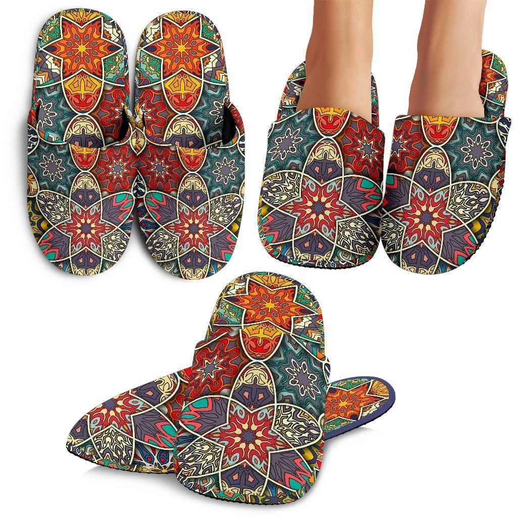 Mandala Star Bohemian Pattern Print Slippers