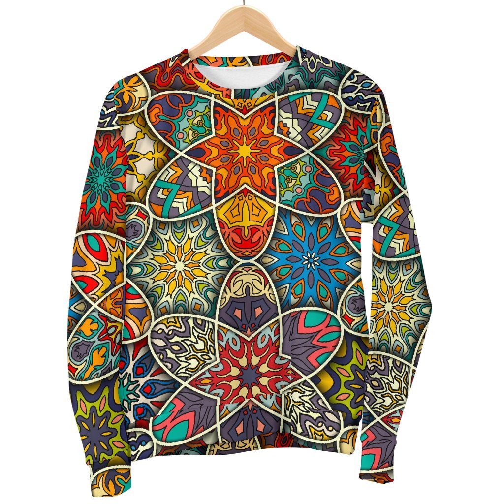 Mandala Star Bohemian Pattern Print Women's Crewneck Sweatshirt