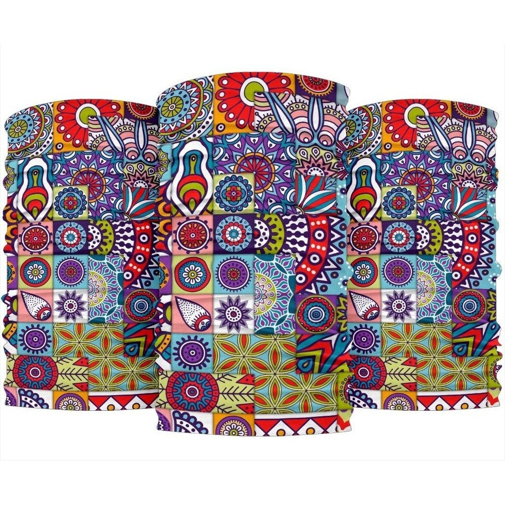 Mandala Tile Bohemian Pattern Print 3-Pack Bandanas