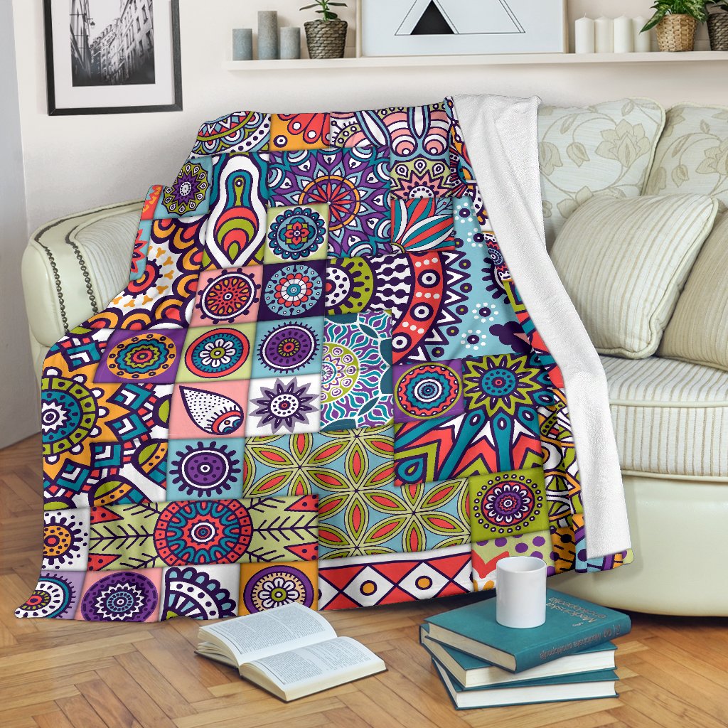 Mandala Tile Bohemian Pattern Print Blanket