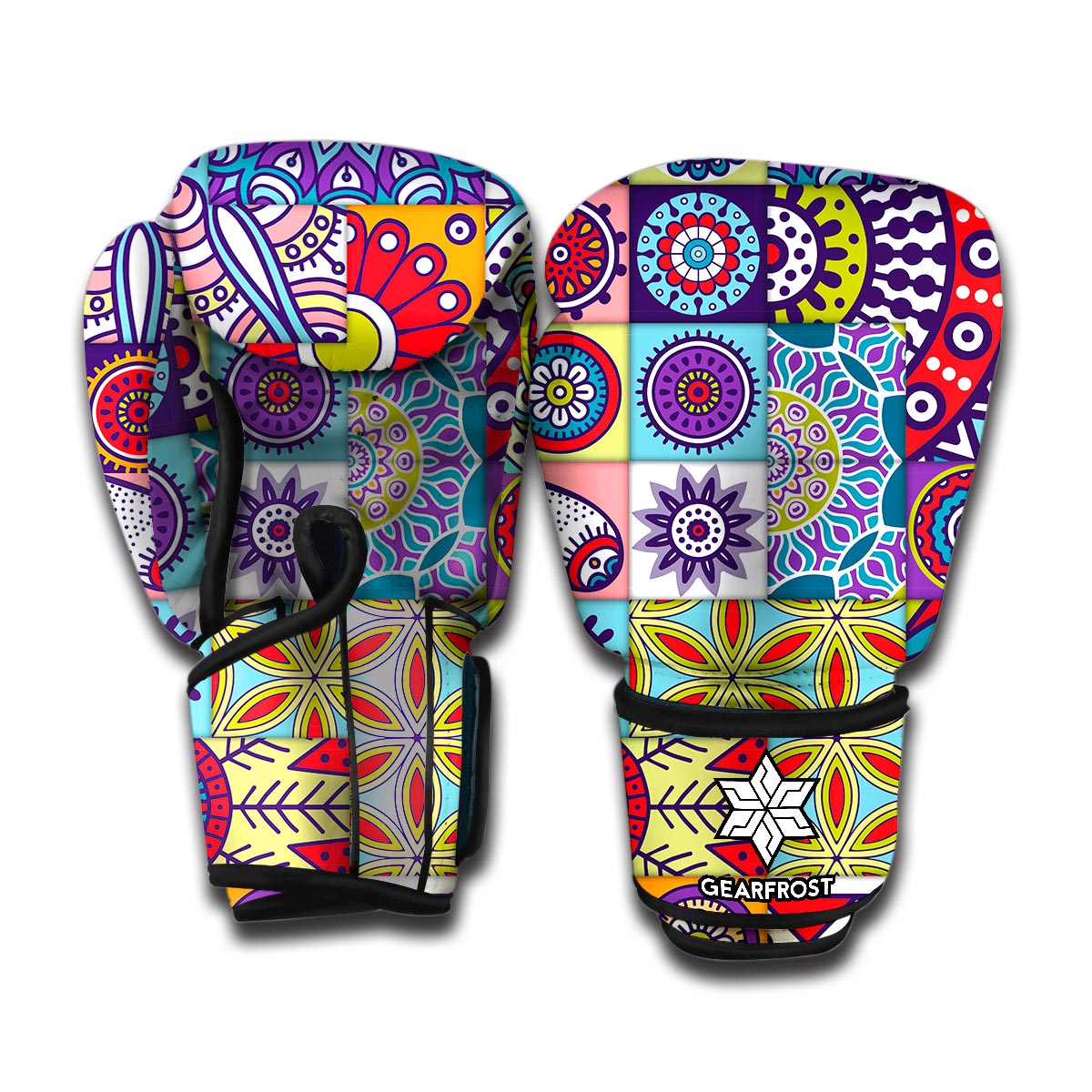 Mandala Tile Bohemian Pattern Print Boxing Gloves