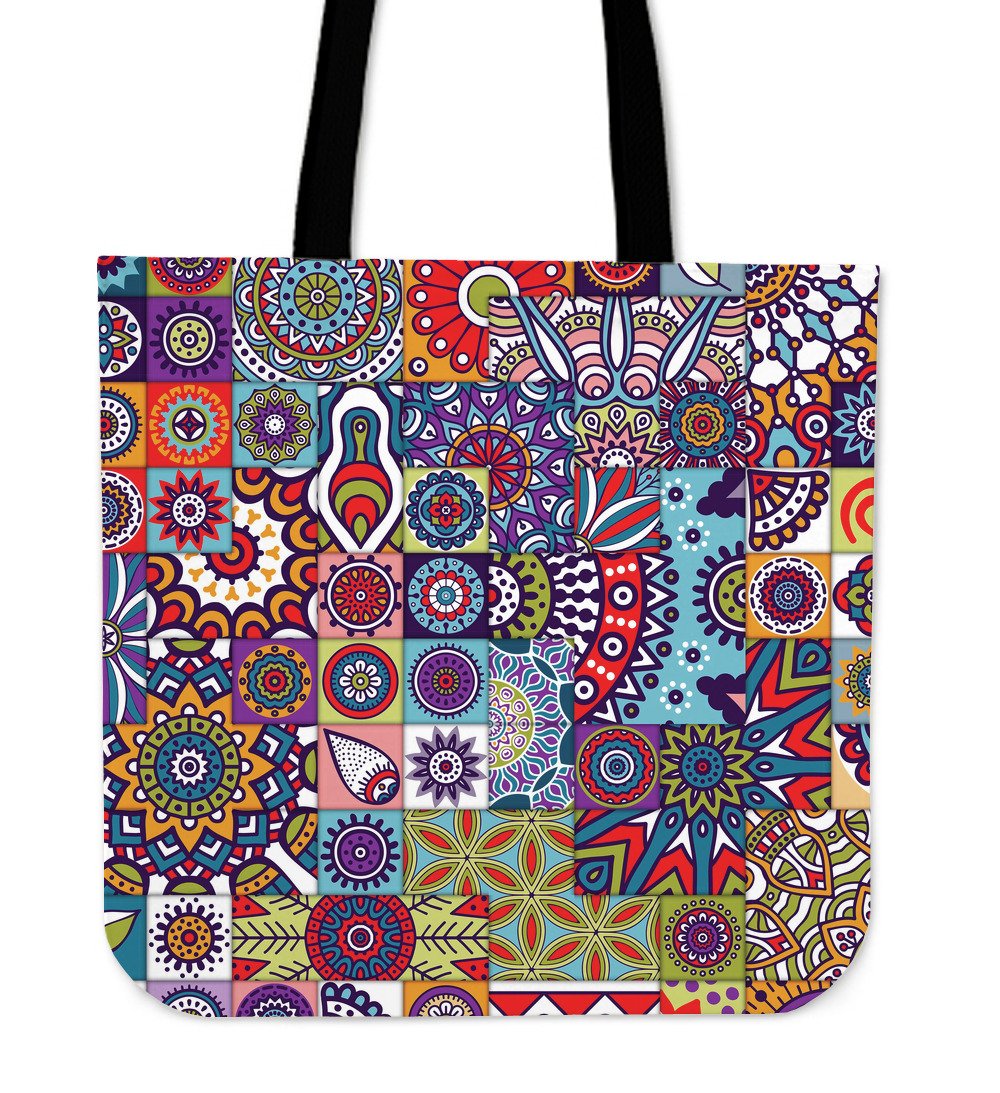 Mandala Tile Bohemian Pattern Print Canvas Tote Bag