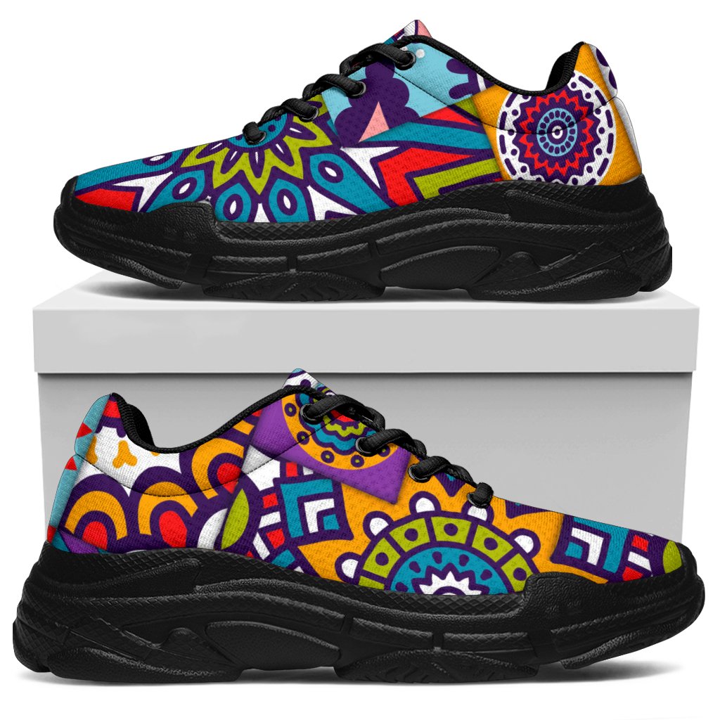 Mandala Tile Bohemian Pattern Print Chunky Sneakers