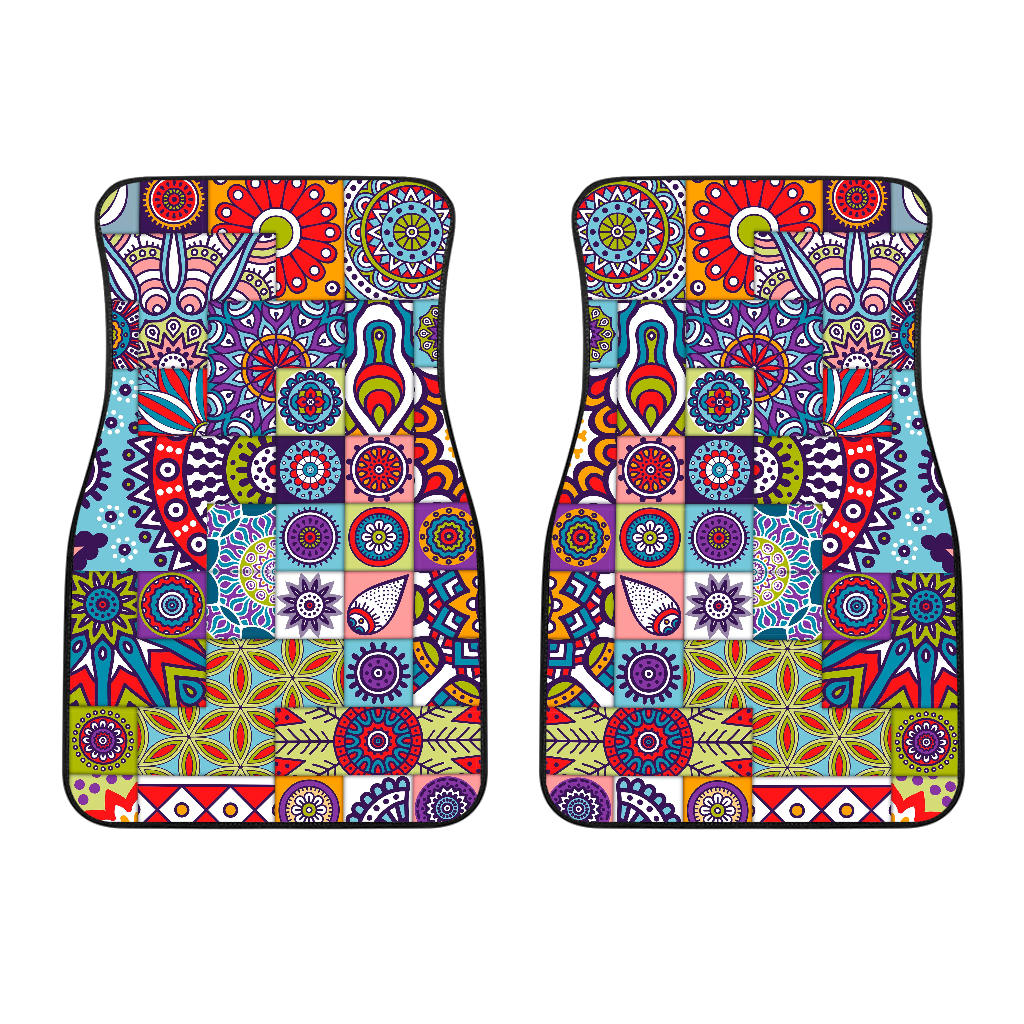 Mandala Tile Bohemian Pattern Print Front Car Floor Mats