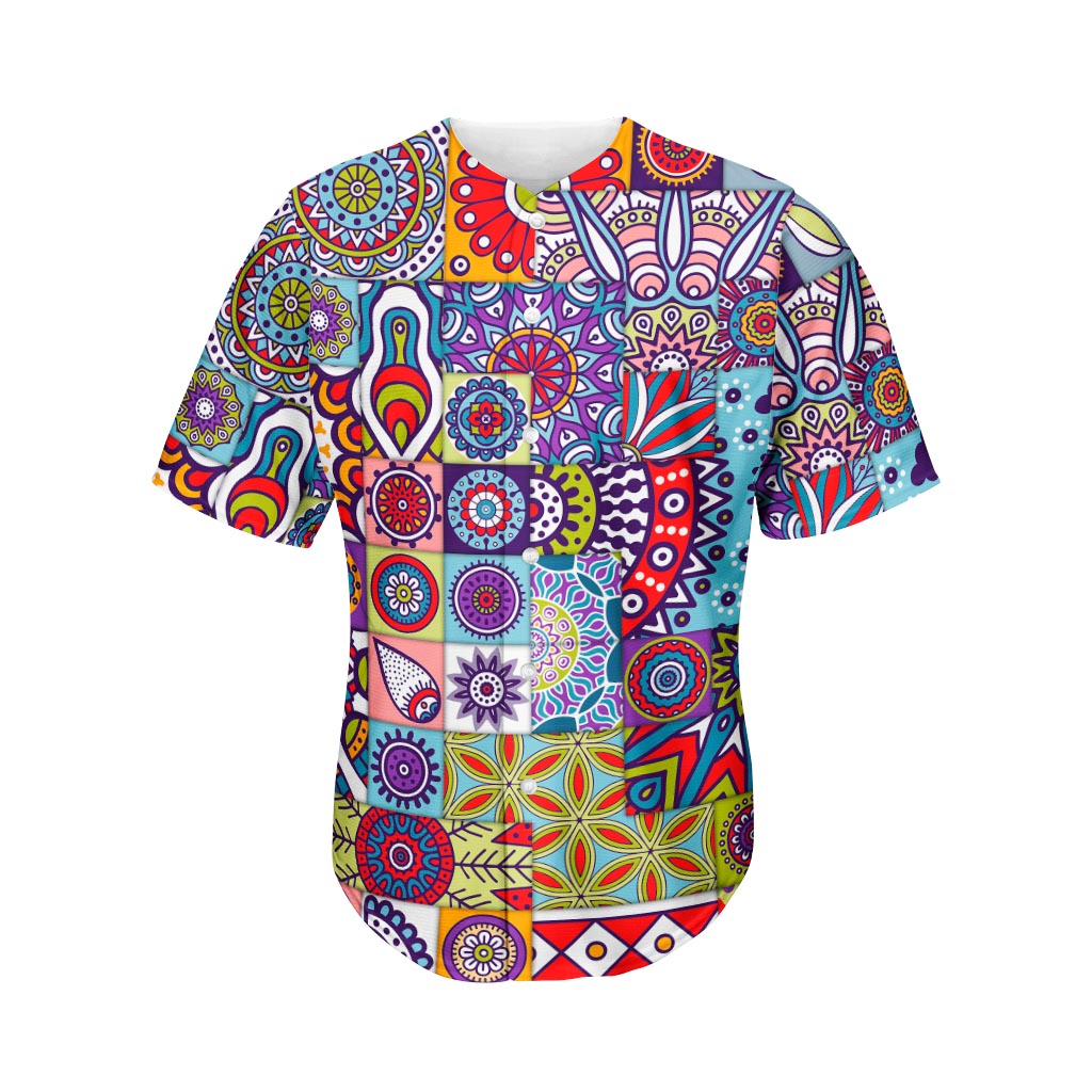 Mandala Tile Bohemian Pattern Print Men's Baseball Jersey