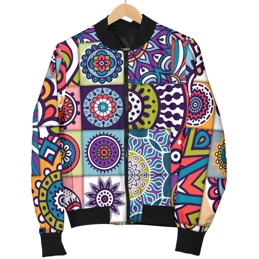 Mandala Tile Bohemian Pattern Print Men's Bomber Jacket