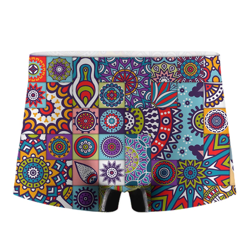 Mandala Tile Bohemian Pattern Print Men's Boxer Briefs