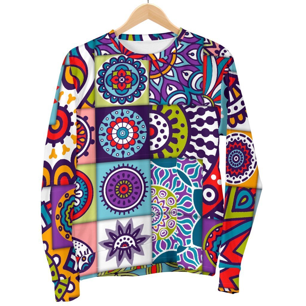 Mandala Tile Bohemian Pattern Print Men's Crewneck Sweatshirt