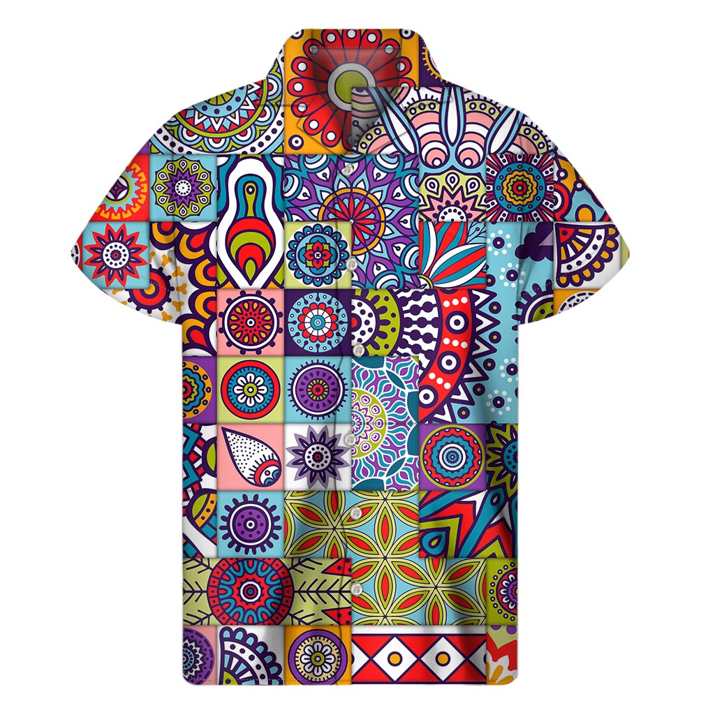 Mandala Tile Bohemian Pattern Print Men's Short Sleeve Shirt