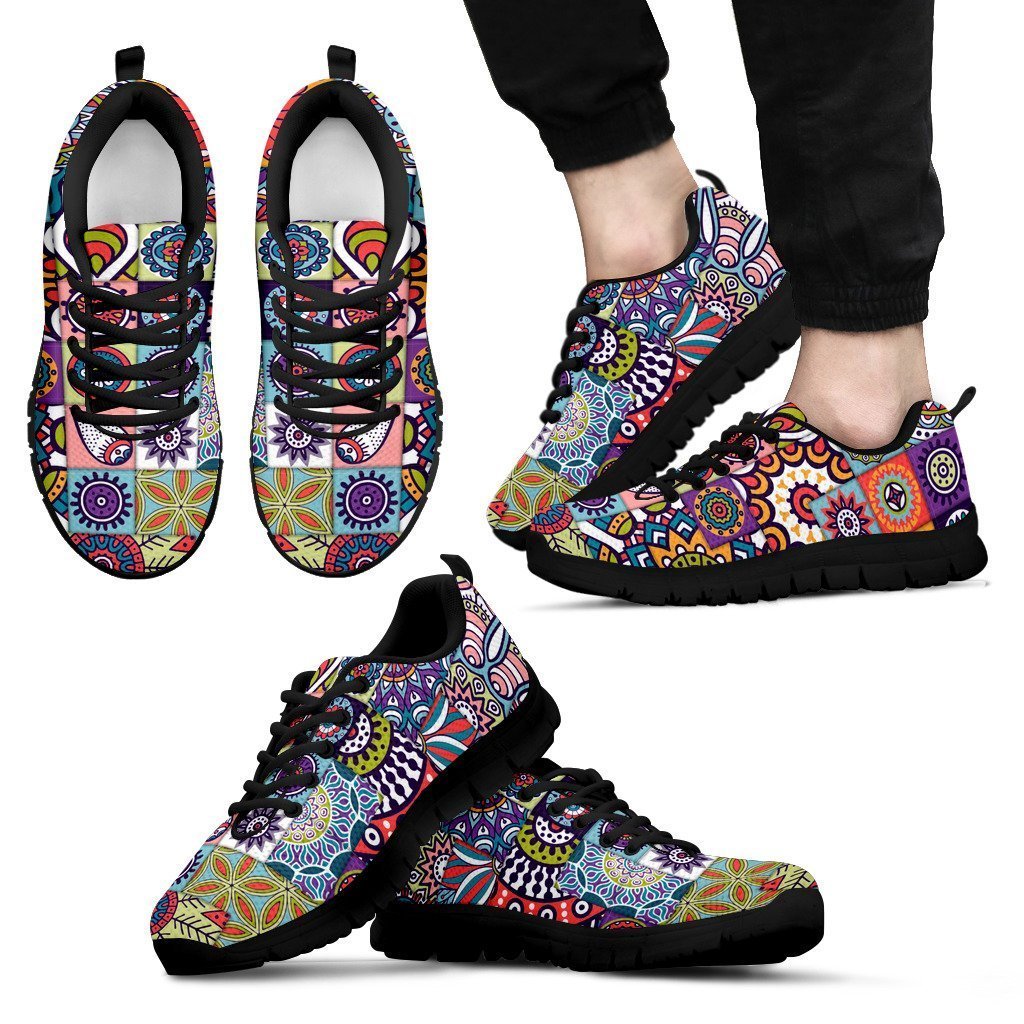 Mandala Tile Bohemian Pattern Print Men's Sneakers