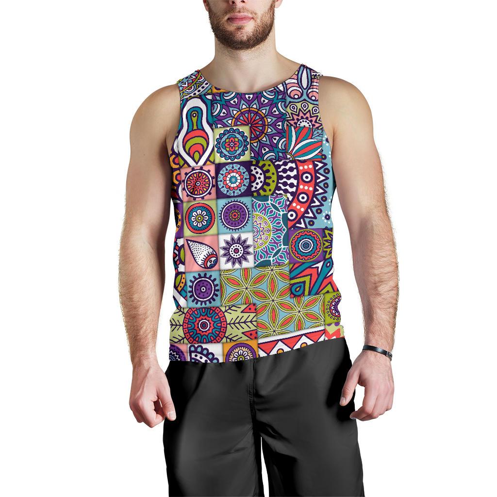 Mandala Tile Bohemian Pattern Print Men's Tank Top