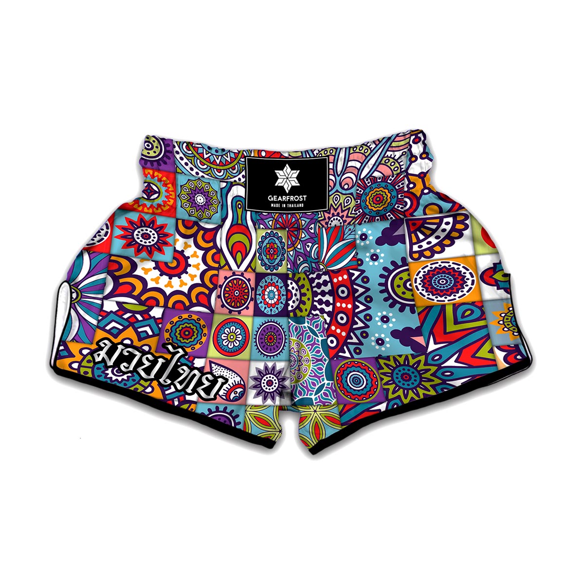 Mandala Tile Bohemian Pattern Print Muay Thai Boxing Shorts