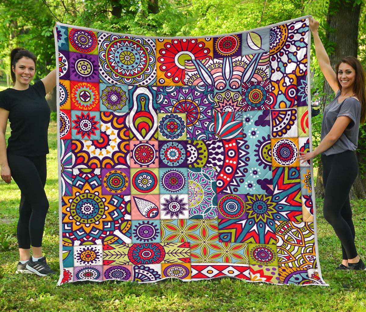 Mandala Tile Bohemian Pattern Print Quilt