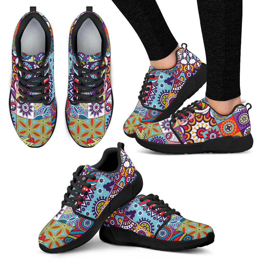 Mandala Tile Bohemian Pattern Print Women's Athletic Shoes