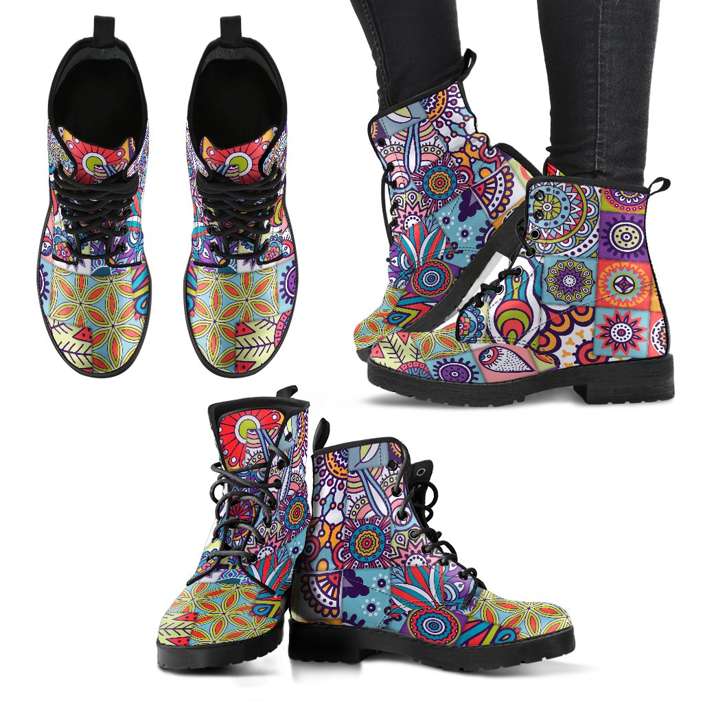 Mandala Tile Bohemian Pattern Print Women's Boots