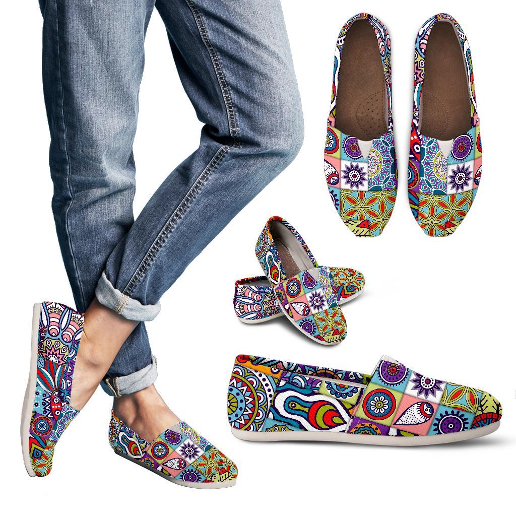 Mandala Tile Bohemian Pattern Print Women's Casual Canvas Shoes