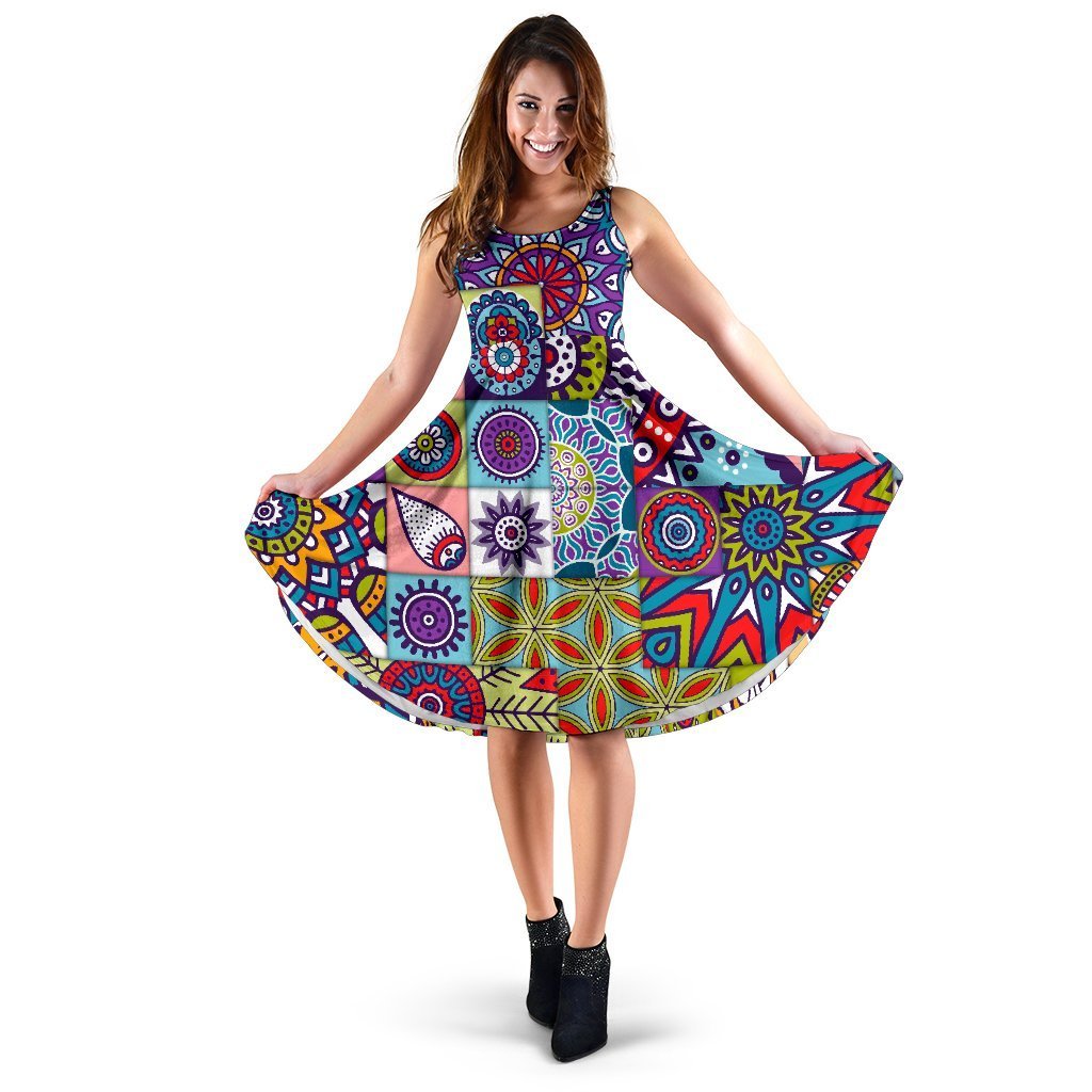 Mandala Tile Bohemian Pattern Print Women's Dress