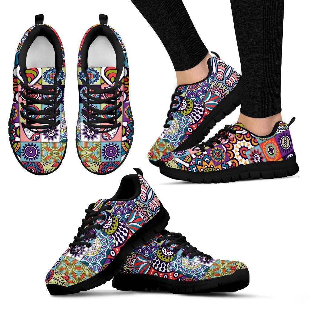 Mandala Tile Bohemian Pattern Print Women's Sneakers