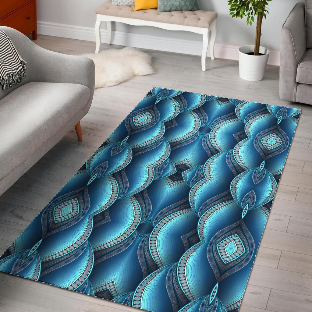 Mandala Waves Bohemian Pattern Print Area Rug