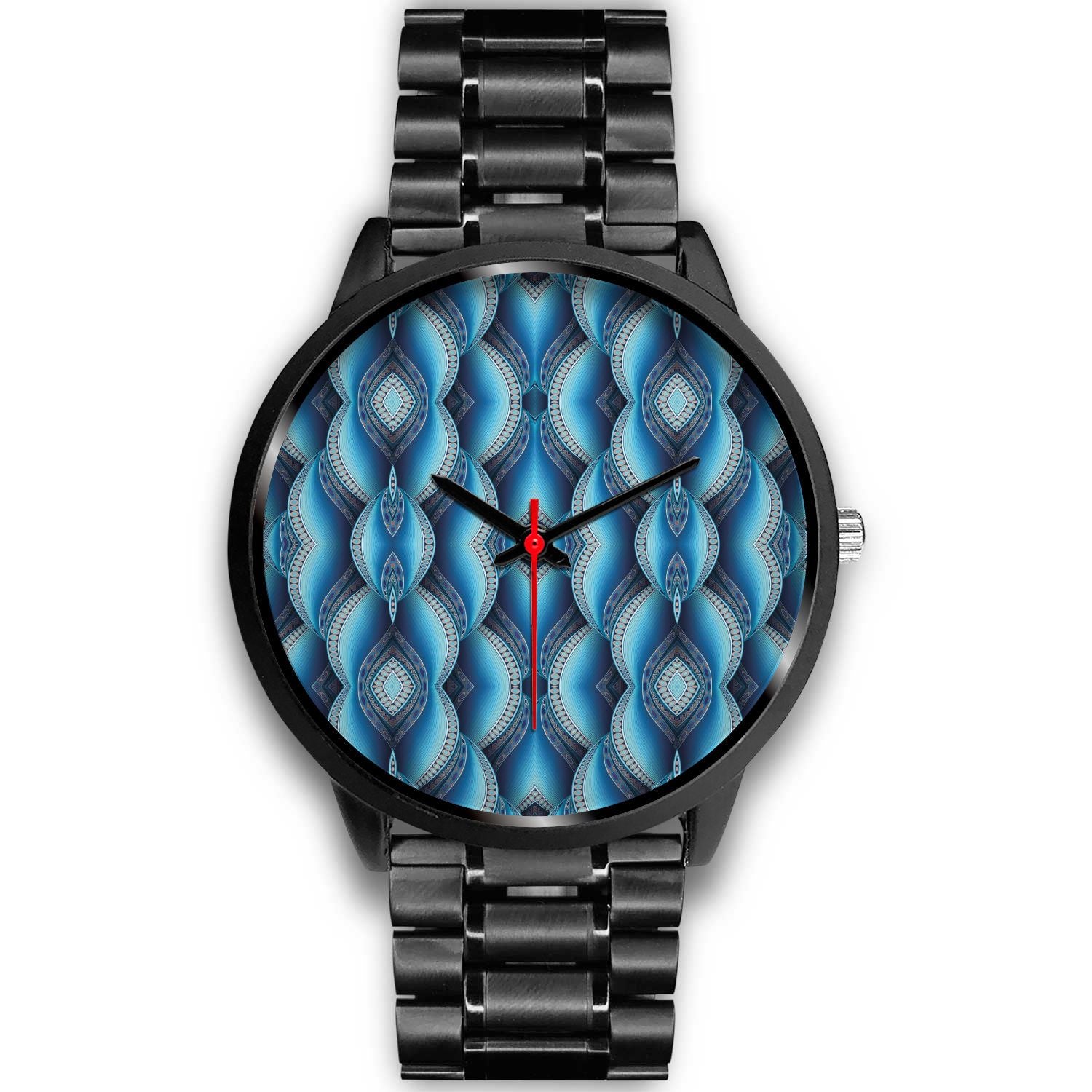 Mandala Waves Bohemian Pattern Print Black Watch