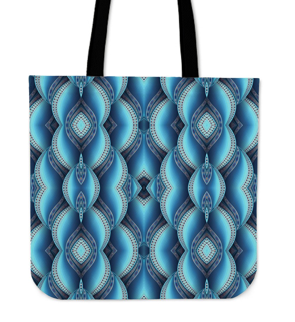 Mandala Waves Bohemian Pattern Print Canvas Tote Bag