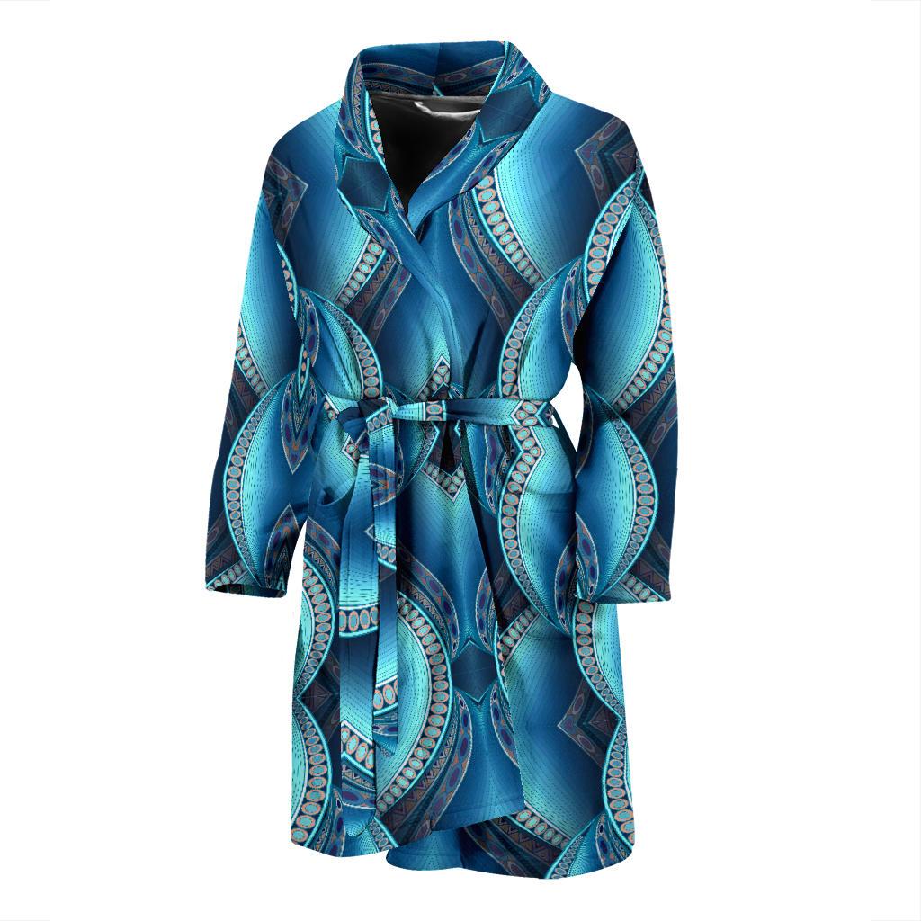 Mandala Waves Bohemian Pattern Print Men's Bathrobe