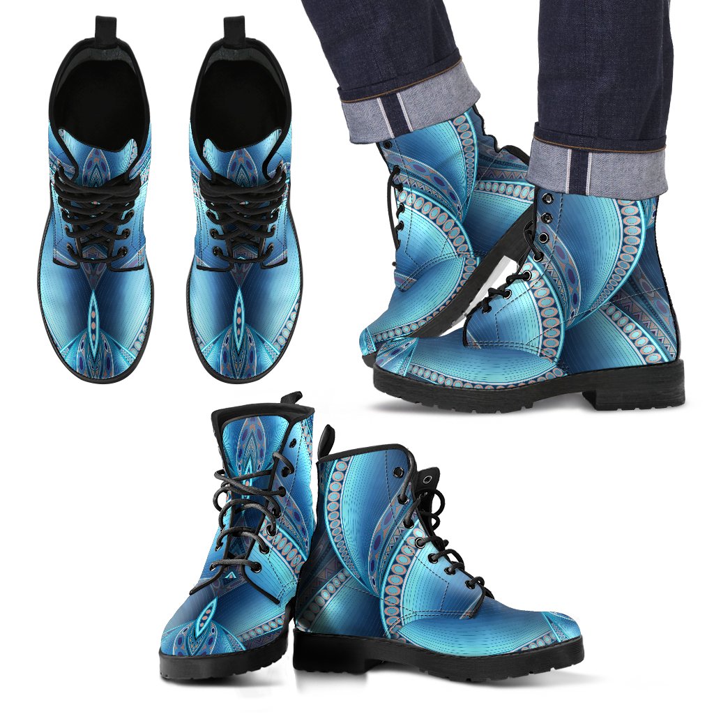 Mandala Waves Bohemian Pattern Print Men's Boots