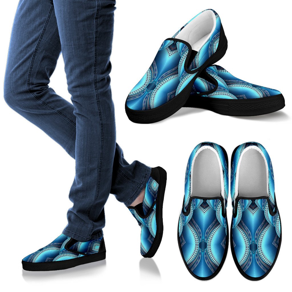 Mandala Waves Bohemian Pattern Print Men's Slip On Shoes