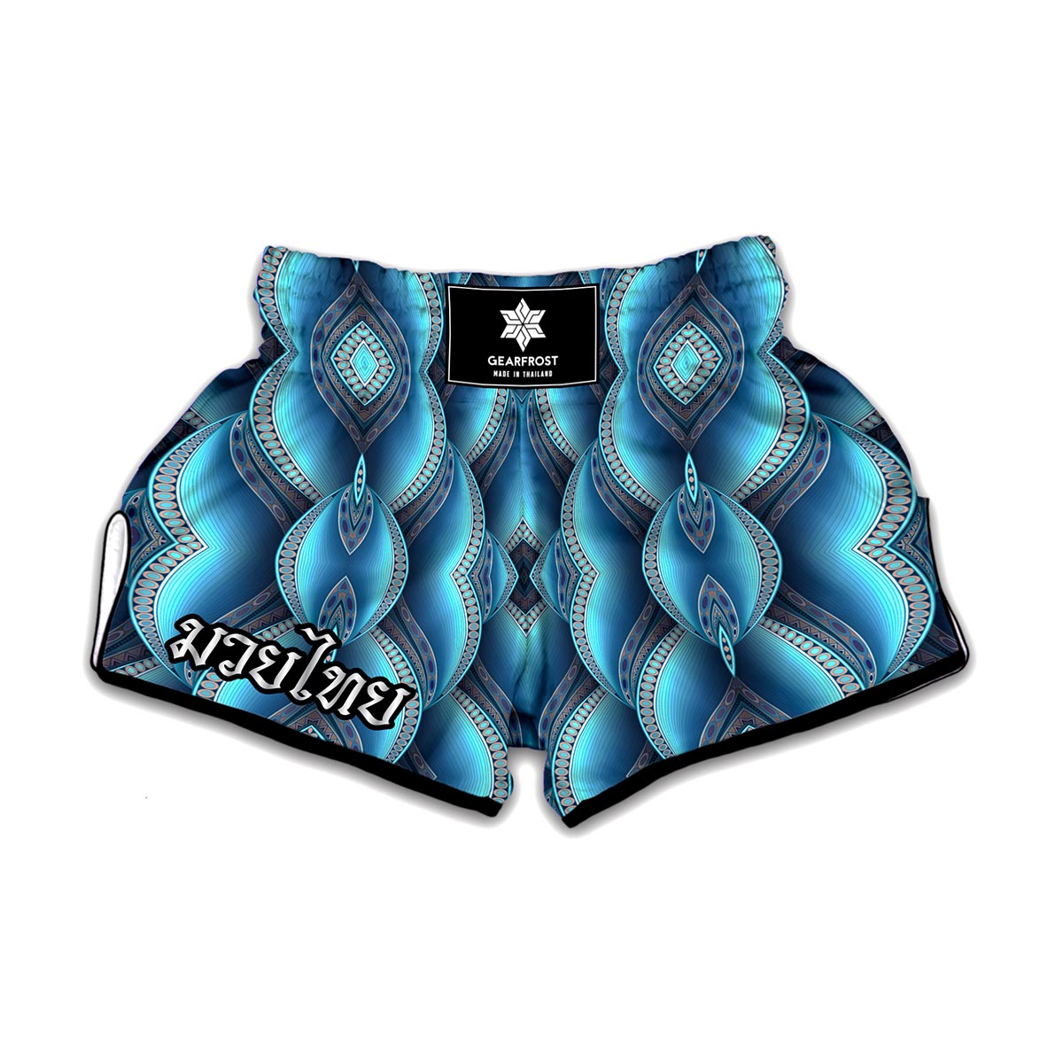 Mandala Waves Bohemian Pattern Print Muay Thai Boxing Shorts